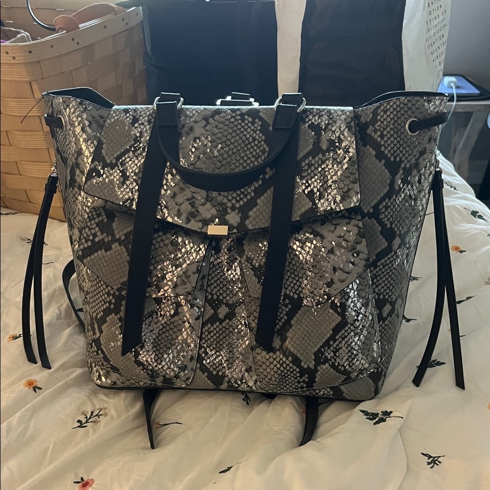 Urban Expressions Black and Gray Snake Print Backpack